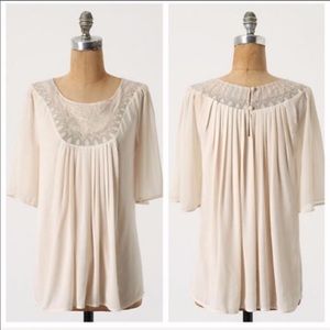 Sains (Anthropologie) ivory short sleeve top